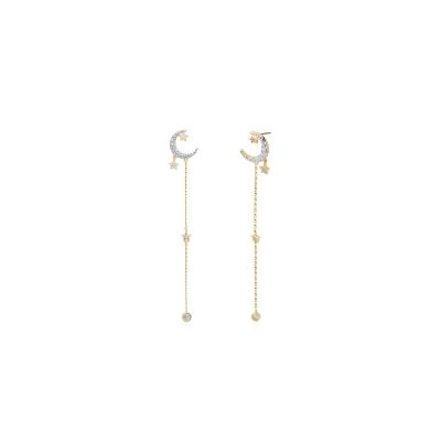 China FASHIONABLE szesangsang classical high sense of copper-plated tassel earrings, star and moon of Europe and plain simple fashion earrings for sale