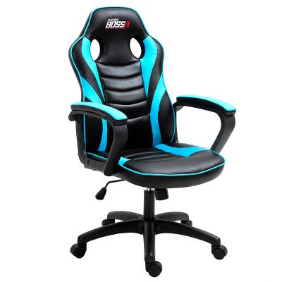 China Adjustable (height) Best pu leather 180 degree high back blue and black racing computer chair for sale