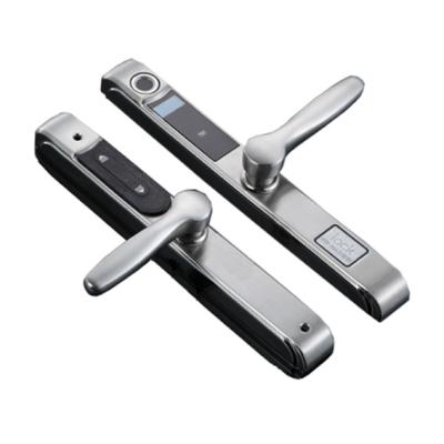 China Stainless Steel Electronic Biometric Fingerprint Anti-peep Code Digital Smart Sliding Glass Door Lock for sale