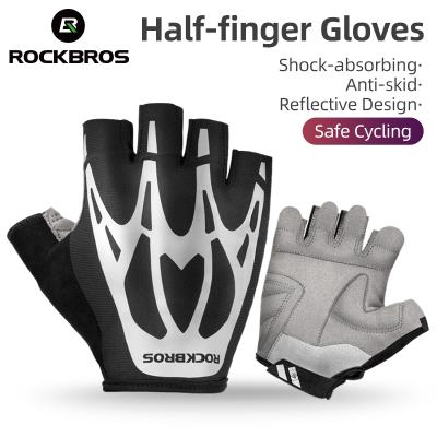 China ROCKBROS Unisex Autumn Half Finger Reflective Cycling Gloves Summer Fitness Women Men Outdoor Sport Bicycle Gloves for sale