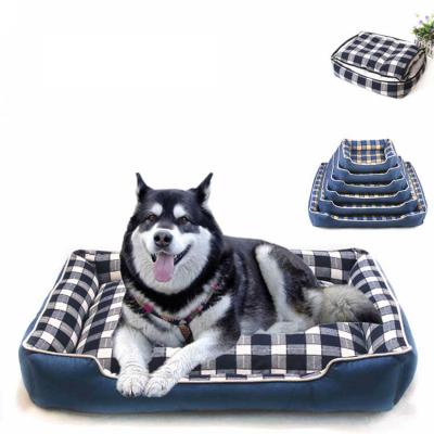 China New Sublimation Pet Products Breathable Luxury Larger Dog Bed Cowboy Plaid Pet Dog Bed Removable Washable Sofa for sale