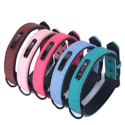 China Custom New Logo Waterproof Dog Microfiber Leather Custom Dog Collar Anti-lost Registration Collar for sale