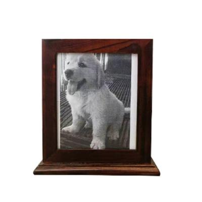 China American high quality simple style photo frame wooden pet cremation urn for dog ashes perfect rest home for sale