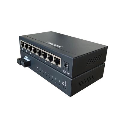 China FTTH networking and transmission equipment with 1 sc fiber +8 ports rj45 network fiber media converter for sale