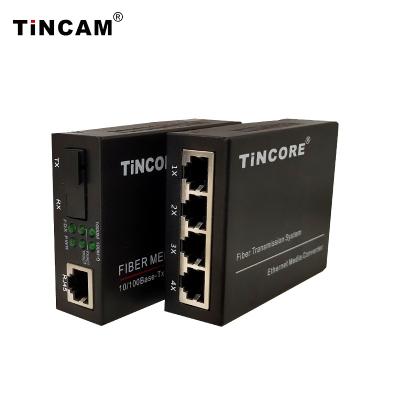 China FTTH TINCAM Ethernet fiber converter single mode 10100basetx and 100basefx fiber optic to oeo rj45 media converter for sale