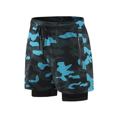 China Camo Running Short Pants Men 2 In 1 Double-deck Quick Dry Breathable Beach Shorts Custom Gym Workout Sports Shorts for sale