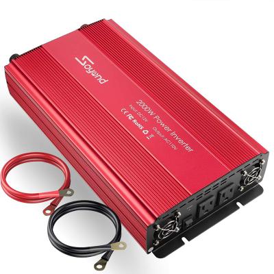 China 12V DC To 110V 120V 2000W AC Sine Wave Inverter Battery Charger 3 Outlets Modified Car RV Power Inverter 350*200*112mm (L*W*H) for sale