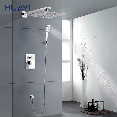 China Modern Rainless Huayi Chrome Rainfall Shower Faucet System Sliding Bar Concealed Shower Set for sale