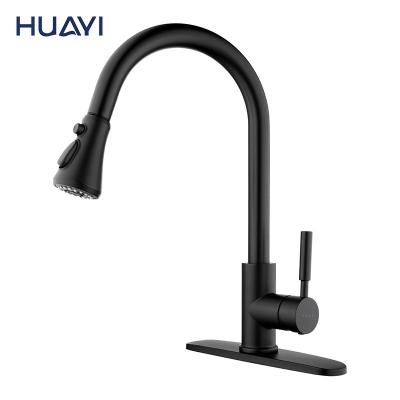 China Pull Out Spray Huayi Matte Black Kitchen Water Tap Modern Pull Down Kitchen Faucet Sink Mixer for sale