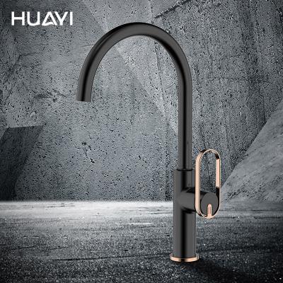 China Huayi Factory Direct Metered Modern Single Lever Matte Black Kitchen Taps Water Tap Sink Mixer Taps for sale