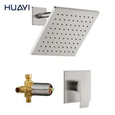 China Without Sliding Bar Huayi Brushed Nickel Bathroom Shower Mixer Set Bathroom Concealed Shower Faucet for sale