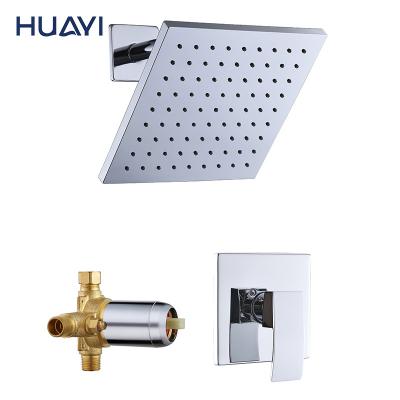 China Without In-wall Modern Huayi Chrome Sliding Bar Concealed Shower Faucet System Bathroom Shower Set for sale