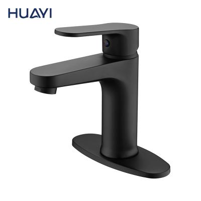 China Brass Metered Faucets Huayi Single Handle torneira banheiro Bathroom Taps Matte Black Basin Faucet for sale