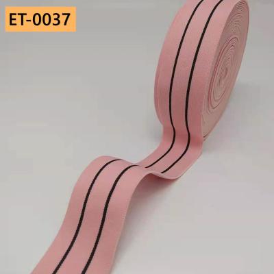 China Grandwell 2021 Viable Soft Knitted Elastic Band With Bands For Garment Belt Logo Printing Custom Waistband for sale