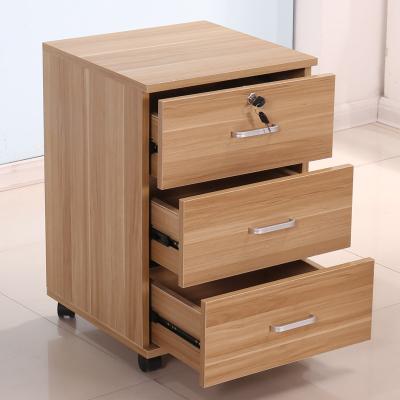 China Mobile Office 3 Drawer Wood File Cabinet Furniture With 4 Casters Scratch Proof for sale