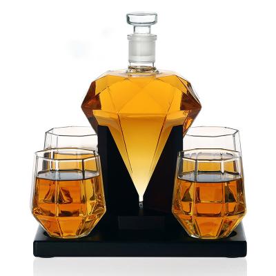 China Gift & Craft Customized High Borosilicate Glass Diamond Shape Whiskey Set Wine Dispenser for sale