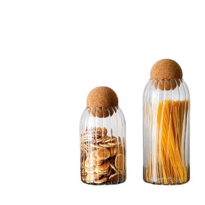 China Kitchen Heatable Storage Glass Jar With Cork Lid Spices Coffee Cereal Container Cans Organizer for sale