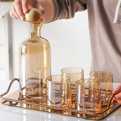 China Viable creative Crystal Glass Cold Water Bottle set large capacity cold water jug ​​and glass set for sale