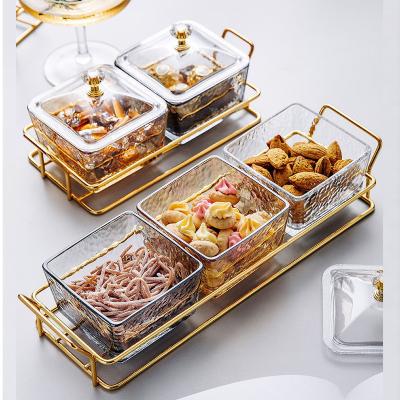 China Stocked hammer patterned thick glass candy storage box snack bar dish creative fruit ice cream for sale