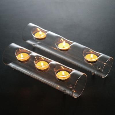 China Table Glass Creative European Candle Holder Living Room Three Holes Candlestick Decorative Home Ornaments for sale