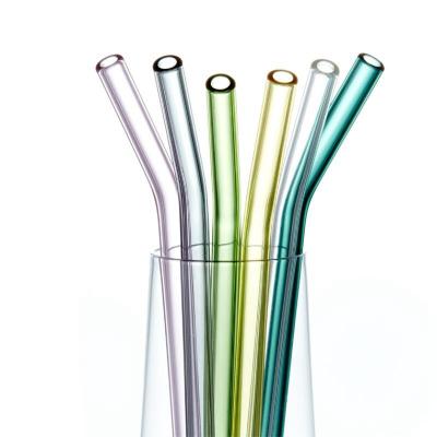 China Reusable Colorful Glass Straws Drinking Straw High Borosilicate Glass Tube Gifts Eco-Friendly Bar Drinkware for sale