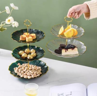 China Multi-Layer Viable Light Luxury Family Desktop Cake Dish Table Fruit Platter Cake Stand Cake Stand for sale