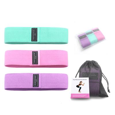 China Polyester+cotton Customized Resistance 3pcs Hip Bands Sets Yoga Gym Exercise Bands For Legs Glutes for sale