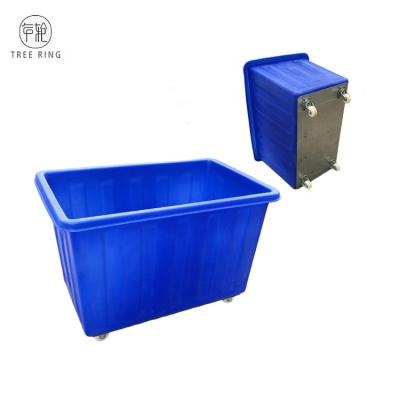 China Factory Large Durable Roto Cast Laundry Tub Wet And Dry 300L Moist Linen Cart For Inindustries Soiled Linen Collection for sale