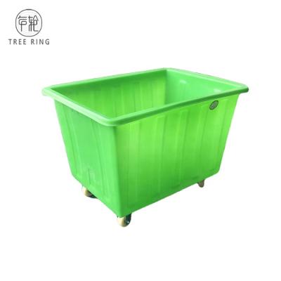 China Sustainable Poly Color 450L Rectangular Green Rotomolded Box Trucks For Industrial Commercial Laundry Storage for sale