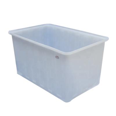 China Roto Solid Box Molded 200L Large Rectangular Plastic Tub With Drain Outlet For Food And Materials Storage for sale