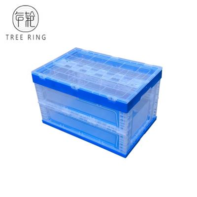 China Collapsible Stackable Folding 600*400*200 mm Solid Storage Box HDPE 32L Clear Plastic Crate Really Useful Heavy Duty for sale