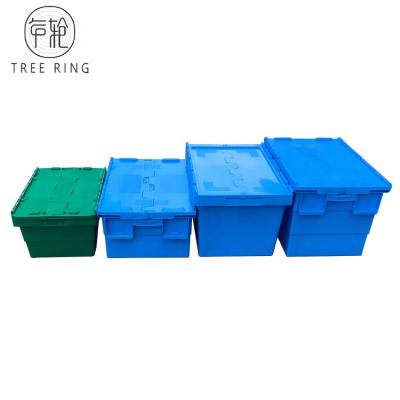 China Recycled Plastic Materials Safety Storage Keepbox Crate With Lids Attached For Office Documents Storage 600*400*340 mm for sale