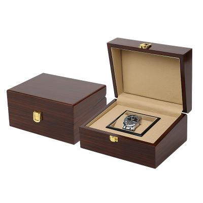 China Classic Elegant Vintage Luxury Custom Brown Wood And Leather Watch Box For Men Luxury Storage And Gift Packaging With Pillow for sale