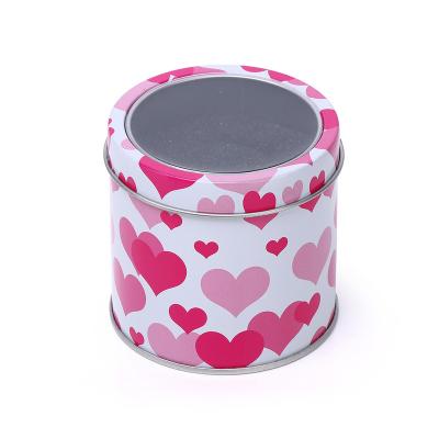 China Luxury customizable metal tin watch box love heart pattern round elegant metal watch box for timeless elegance for sale