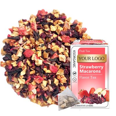 China OEM Cold Infusion Strawberry Macarons Brew Hibiscus Flower Tea Cold Fruit Tea Mixed Flavor Tea Ice Tea Beverage for sale