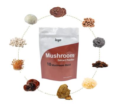 China Boost Your Immunity Organic Private Label OEM Mushroom Blend 10 Blend Powder , Powerful Extract Powder 30% Polysaccharide for sale