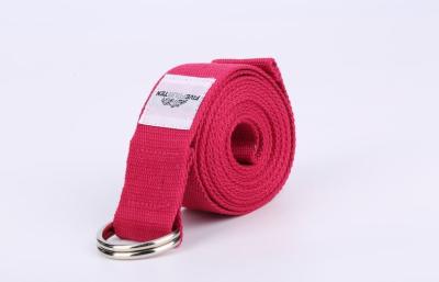 China Red Organic Pilate 6 Feet Yoga Stretch Strap With Metal Buckle for sale