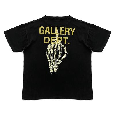 China Breathable GALLERY DEPARTMENT GD MIST Print Loose Round Neck High Street Skull Hand Bone Short Sleeve T-Shirt Men for sale