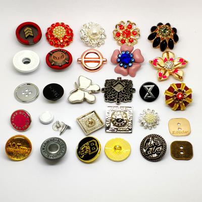 China Custom Fashion Dry Cleaning Accessories High Quality Metal Garment Different Types Customize Metal Logo Plated Buttons for sale