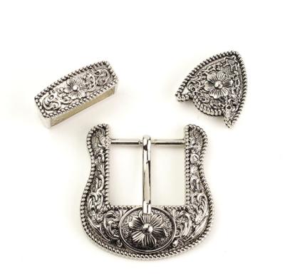 China Eco-Friendly Custom Design Wholesale Western Style 3pcs Buckle Man Belt Buckle Set With Rhinestones for sale