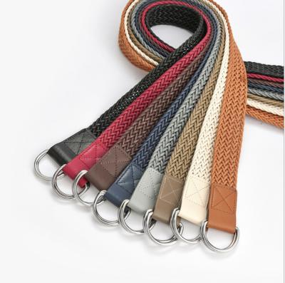 China Polyester Ladies Rope Braid Wax Ends Belt Custom 32mm Webbing Wax Belt With Double D Clips Buckle for sale