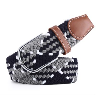 China Mixed Color Woven Stretch Belt Woven Braided Belt Belts Men's Cloth Belt With Alloy Buckle for sale