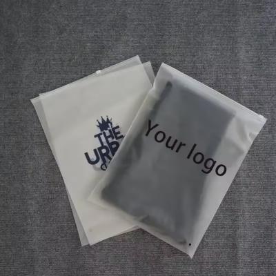 China Custom Printed Durable Frosted Zipper Bag For Shopping Packing With Logo for sale