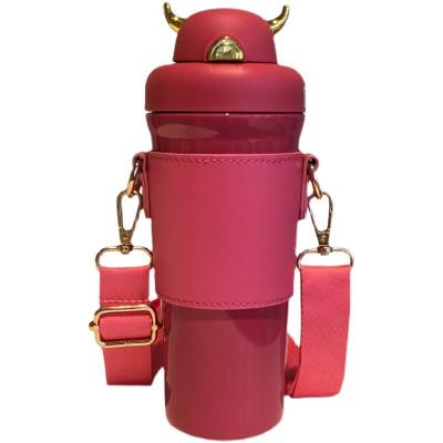 China Unique Creative Viable Stainless Steel Thermos Bottle With Straw Portable Simple Water Cup for sale