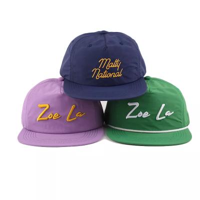 China Factory Price 5 Panel COMMON Color Unstructured Nylon Multi Snapback Hat With Embroidery Logo for sale