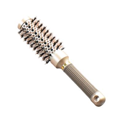 China Comfortable Round Boar Hair Styling Hair Brush Straightener Ceramic Straightening Brush Around Ionic Hair Brush for sale