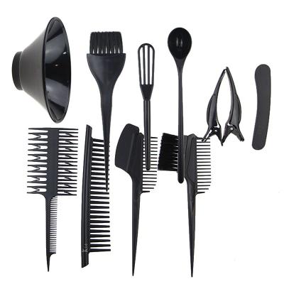 China Comfortable Professional Plastic 10pcs/set Hairdressing Brushes Bowl Salon Hair Color Dye Hair Tint Tool Kit Set for sale