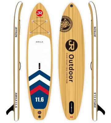 China Jrtron Unisex 2021 Amila 11' Wooden Style 6 Touring Drop Stitch Inflatable SUP Rack Up Paddle Boards ISUP Surfboards for sale