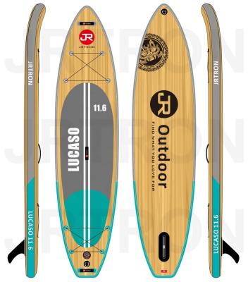 China Jrtron Unisex 2021 Lucaso 11' Wood 6 Layer Reinforce Traveling Drop Stitch Inflatable SUP Rack Up Paddle Boards ISUP Surfboards for sale