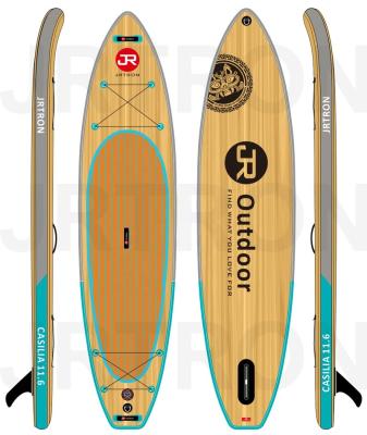 China Jrtron Unisex 2021 Casilia 11' Wooden Design 6 Layer Reinforce Traveling Drop Stitch Inflatable SUP Rack Up Paddle Boards ISUP Surfboards for sale